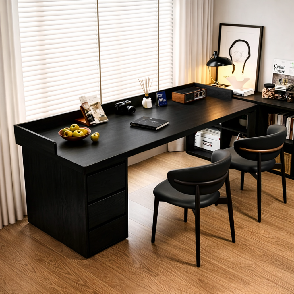 Spacious Work Desk with Storage and Modern Minimalist Design