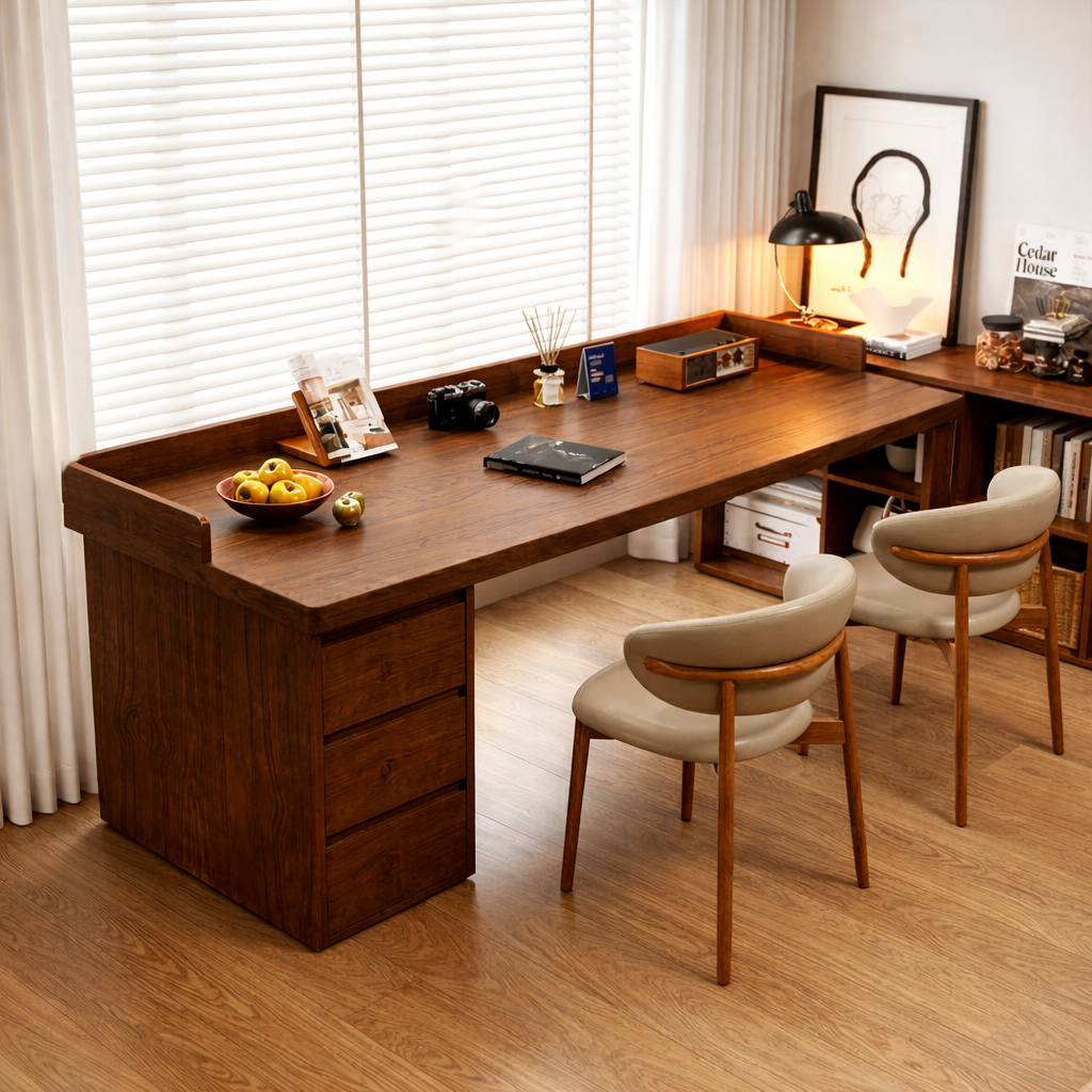Spacious Work Desk with Storage and Modern Minimalist Design