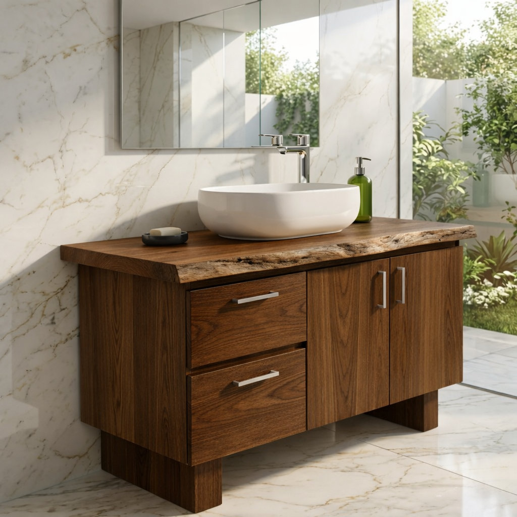 Solid Wood Bathroom Vanity with Sink, Freestanding Storage Cabinet for Modern Bath