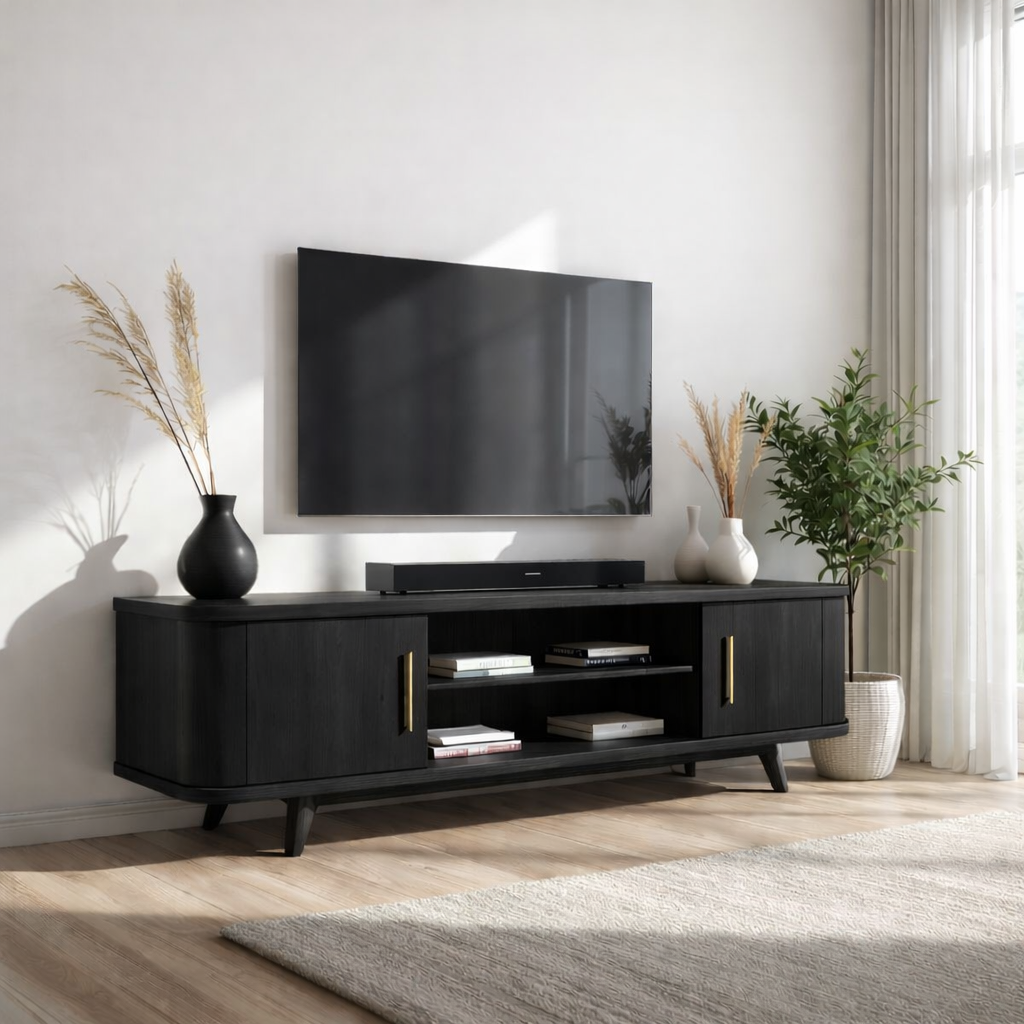 Mid Century Solid Wood TV Stand Modern Media Console Long Entertainment Center Cabinet