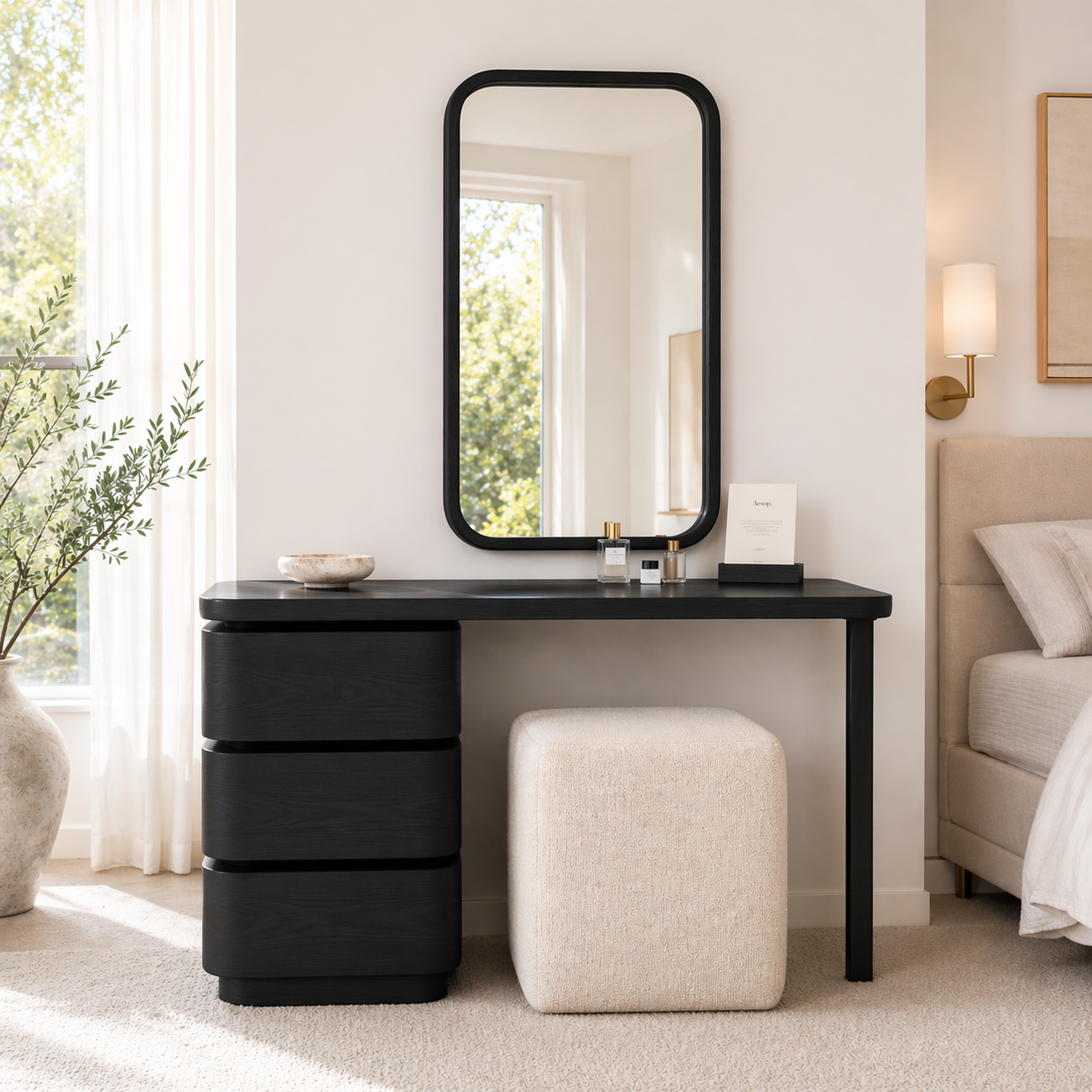 Modern Makeup Vanity Desk With Drawers Mirror Dressing Table Bedroom Furniture Set