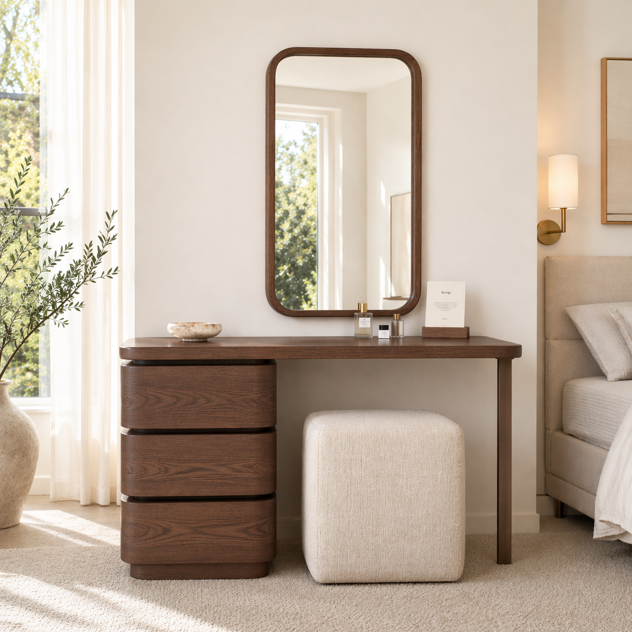 Modern Makeup Vanity Desk With Drawers Mirror Dressing Table Bedroom Furniture Set