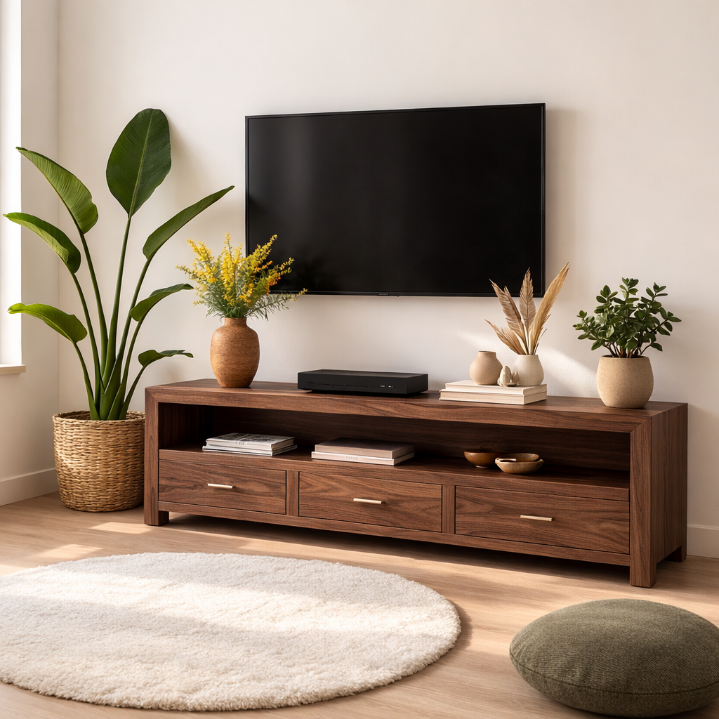 Mid Century Solid Wood TV Stand Modern Media Console Long Entertainment Center Cabinet