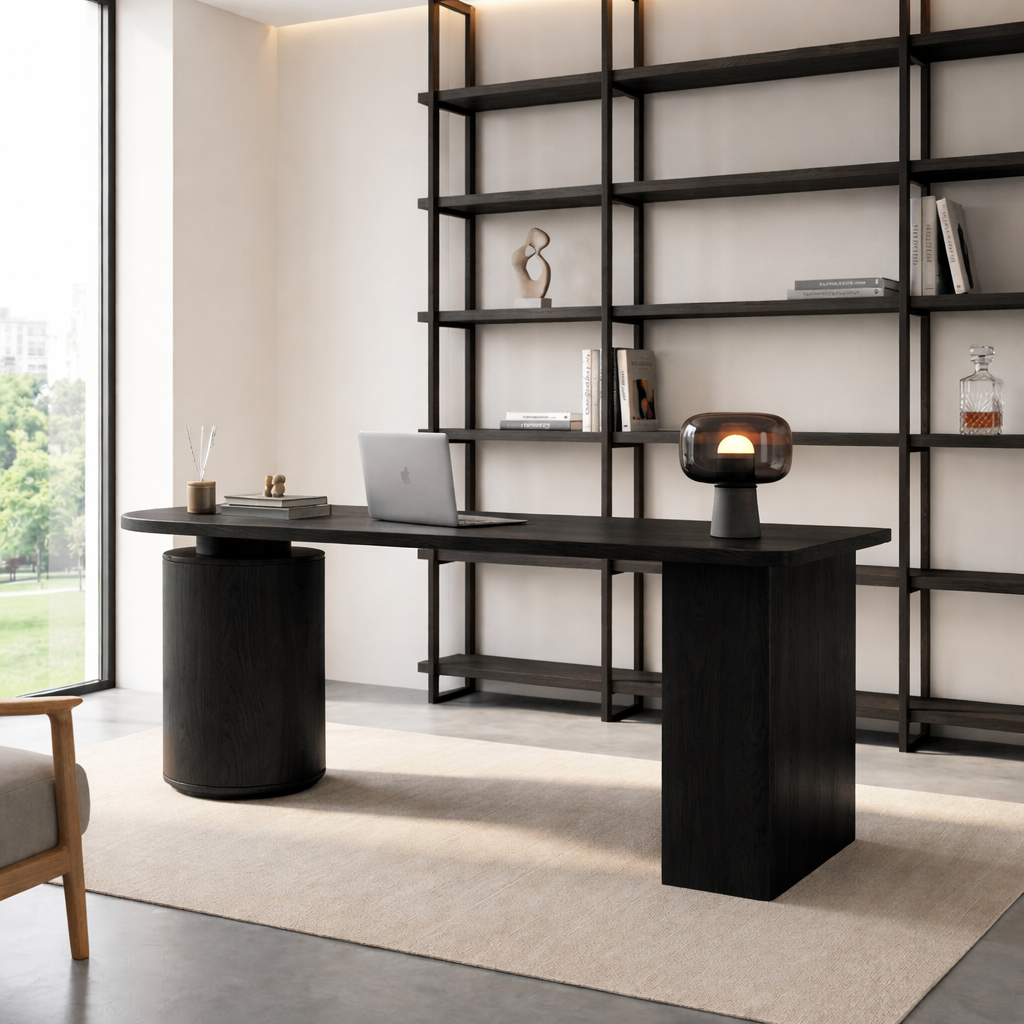 Modern Work Desk with Elegant Design and Spacious Storage Compartments