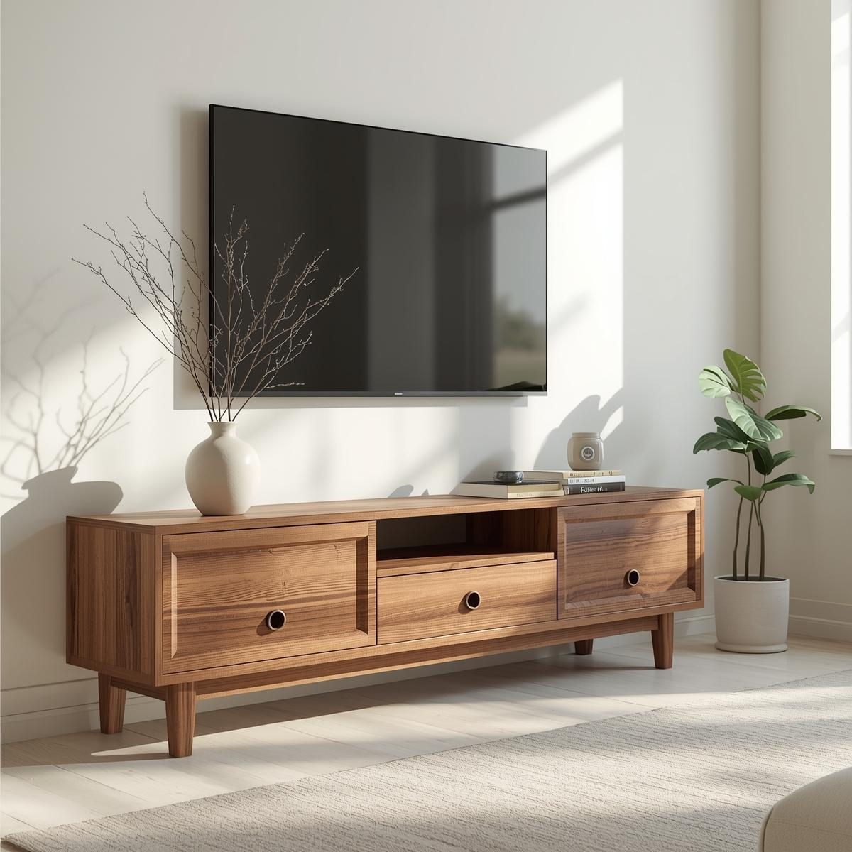 Mid Century Solid Wood TV Stand Modern Media Console Entertainment Center Cabinet