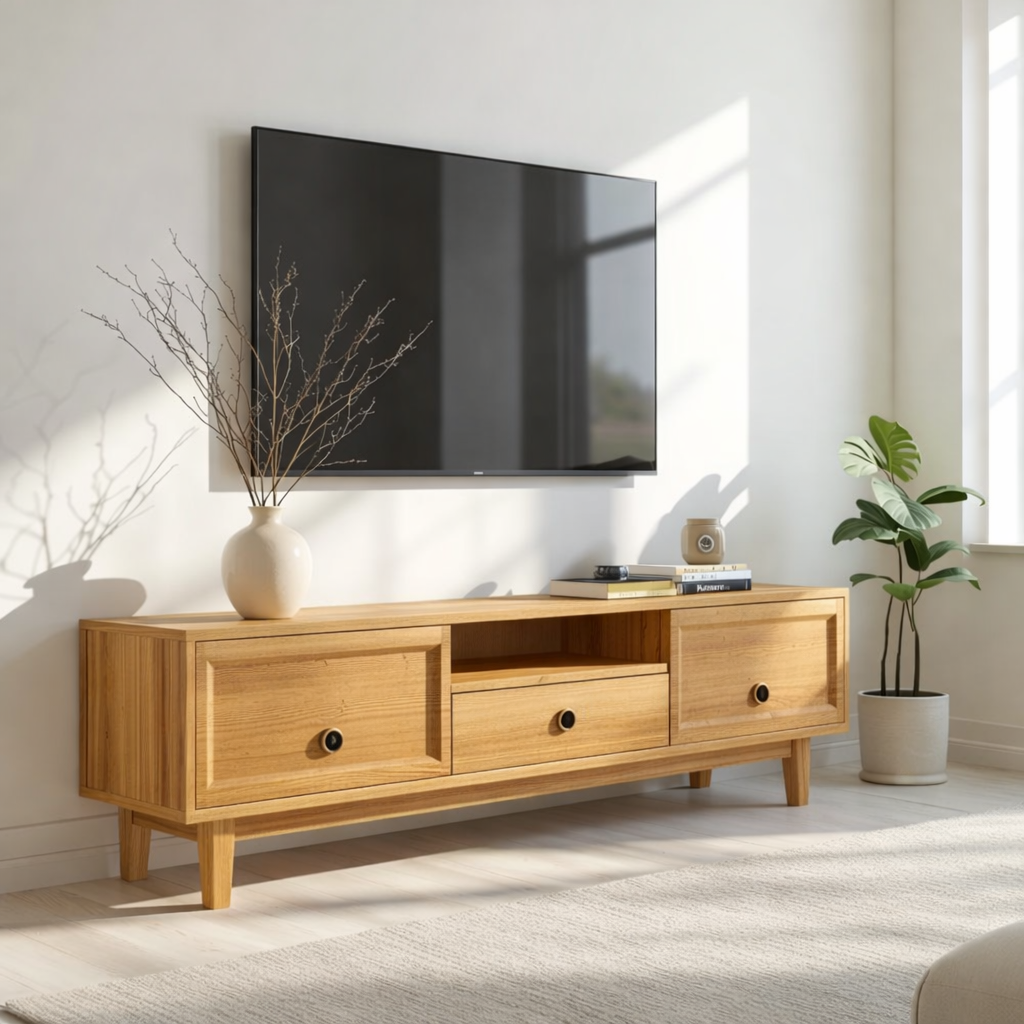 Mid Century Solid Wood TV Stand Modern Media Console Entertainment Center Cabinet
