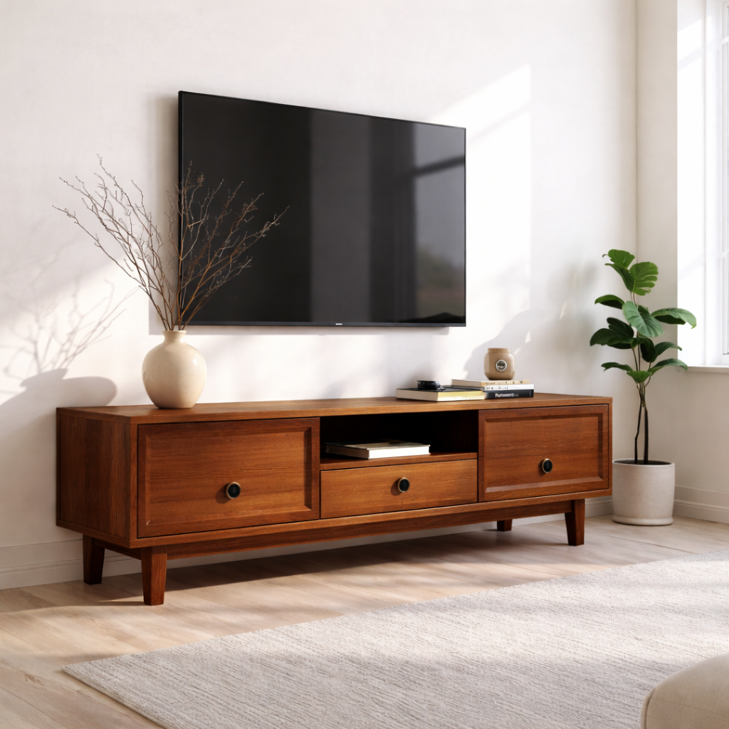 Mid Century Solid Wood TV Stand Modern Media Console Entertainment Center Cabinet