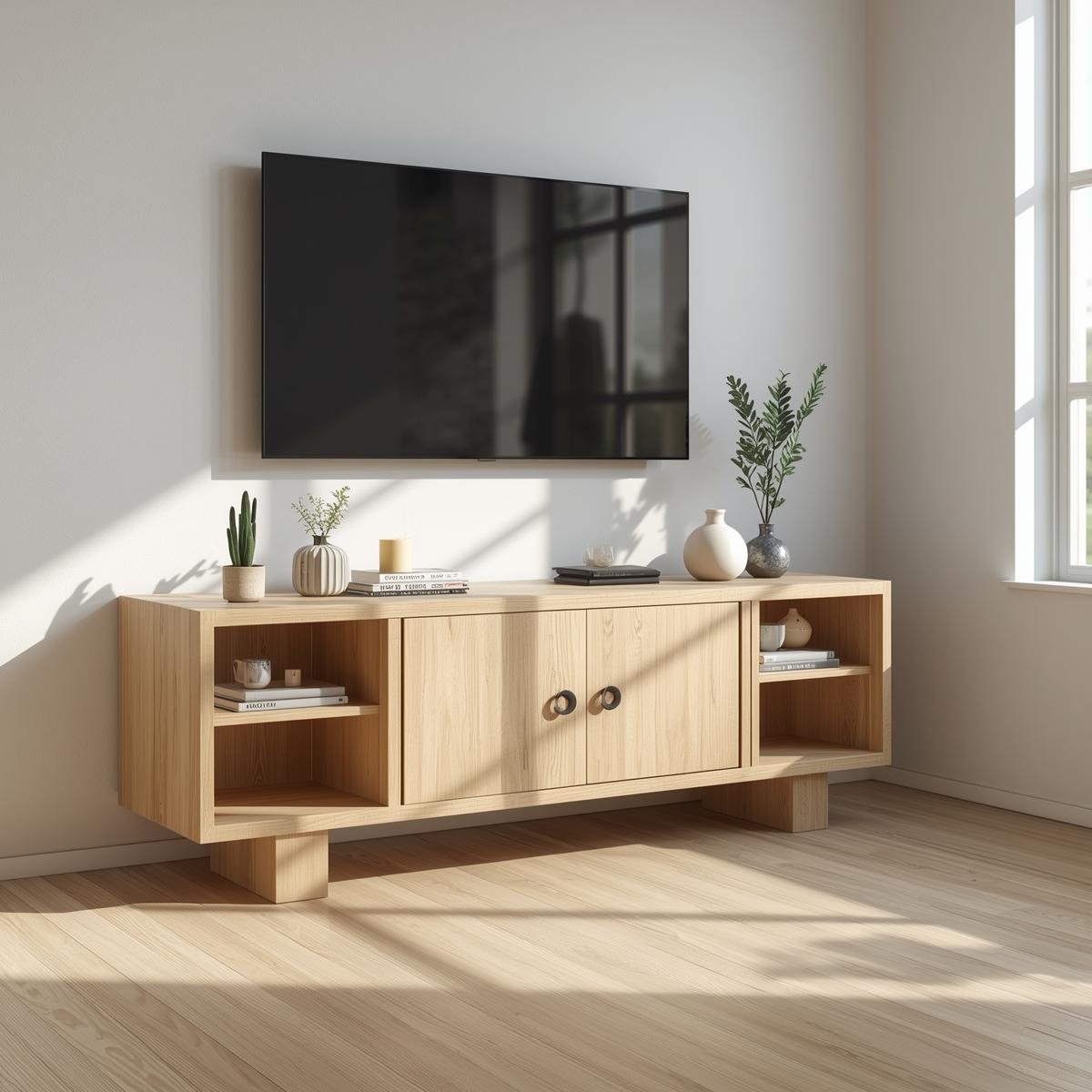 Mid Century Solid Wood TV Stand Modern Media Console Entertainment Center Storage Cabinet
