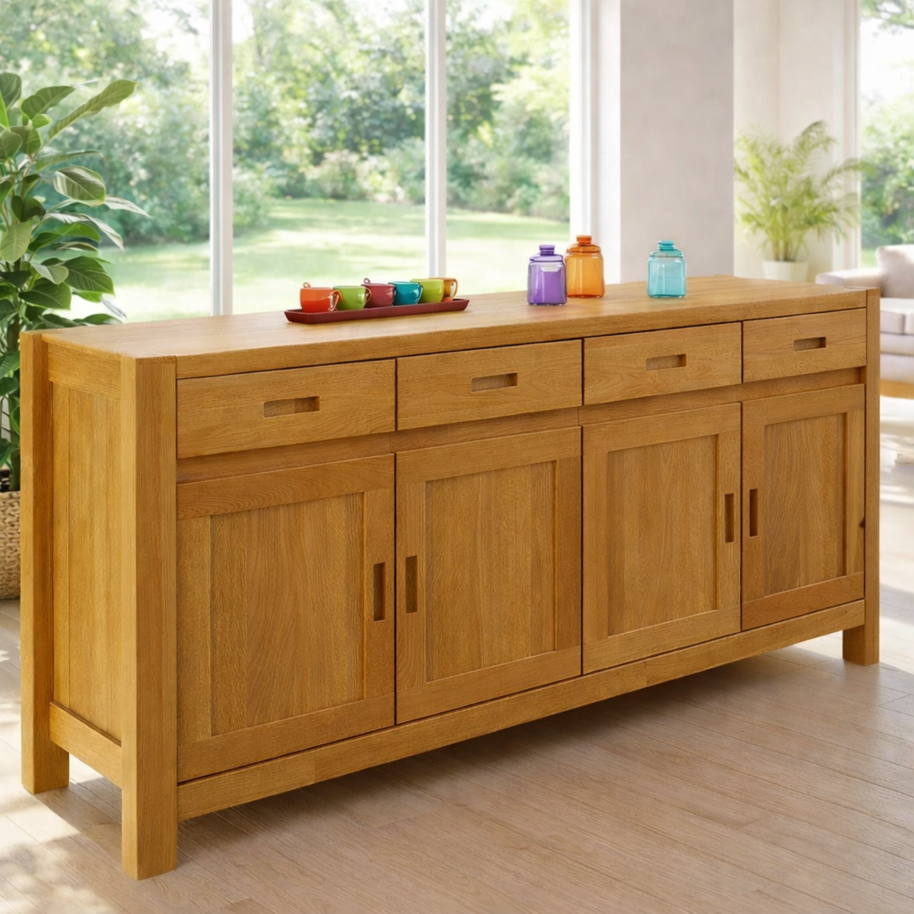 Extra Wide Sideboard Cabinet with Drawers and Door Storage