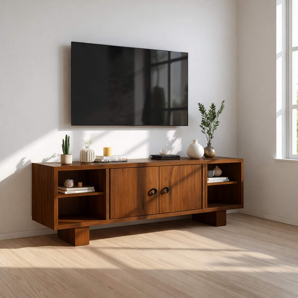Mid Century Solid Wood TV Stand Modern Media Console Entertainment Center Storage Cabinet