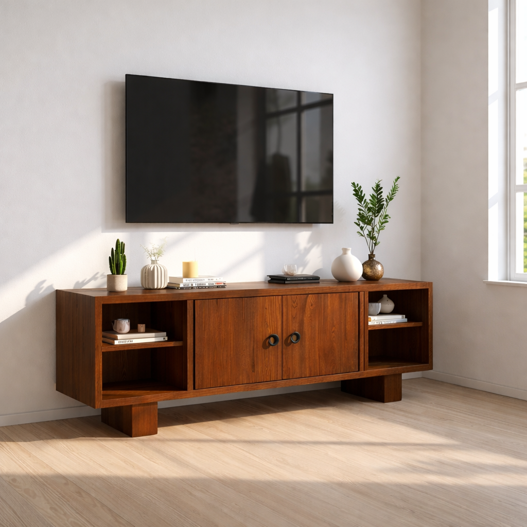Mid Century Solid Wood TV Stand Modern Media Console Entertainment Center Storage Cabinet