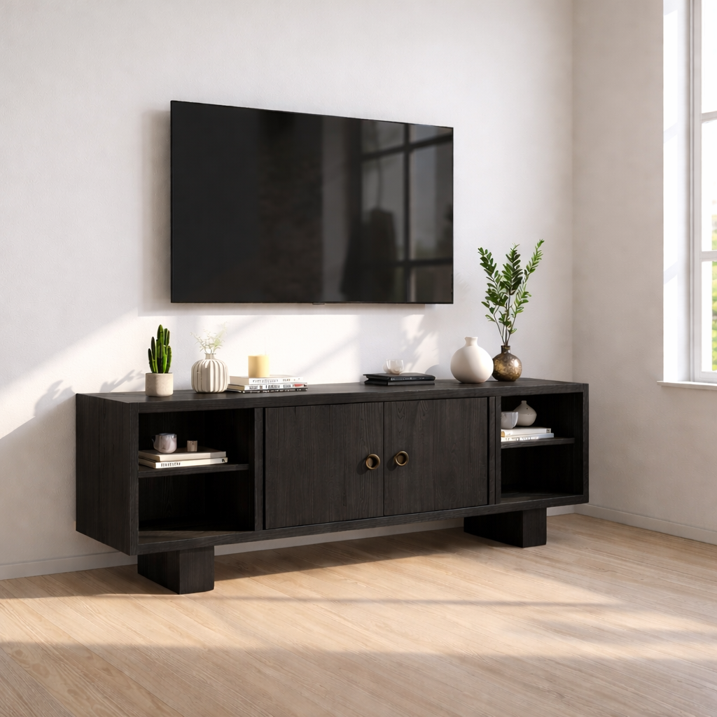 Mid Century Solid Wood TV Stand Modern Media Console Entertainment Center Storage Cabinet
