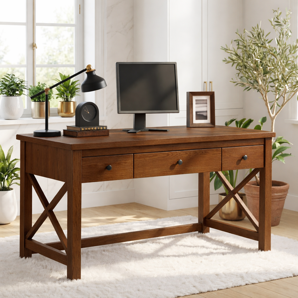 Modern Writing Desk with Drawers Home Office Work Table Minimal Computer Desk Design
