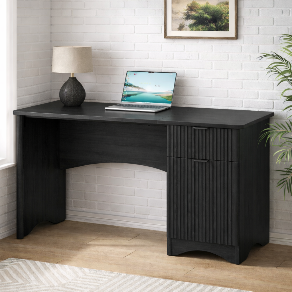 Handcrafted Solid Wood Writing Desk with Storage Modern Home Office Work Table