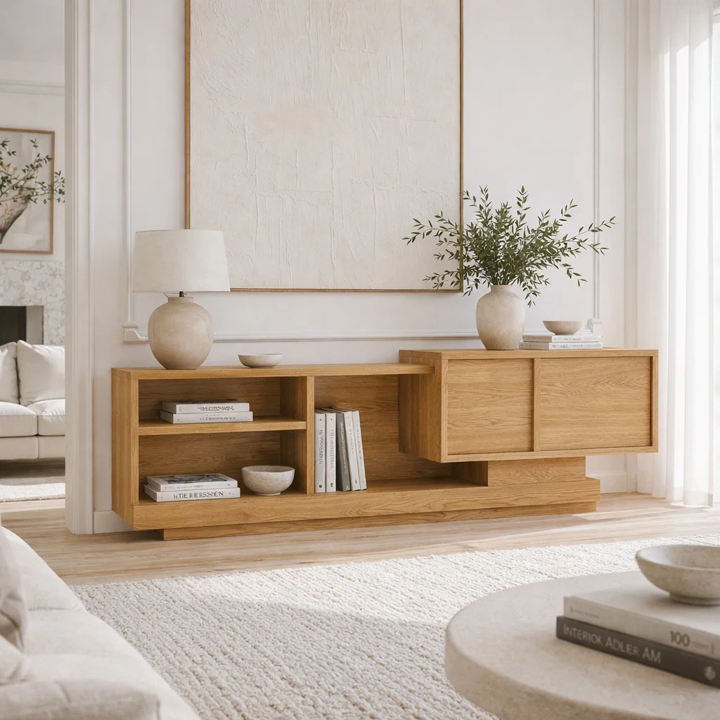 Minimalist Solid Wood Console Sideboard – Modern Entryway Storage Table