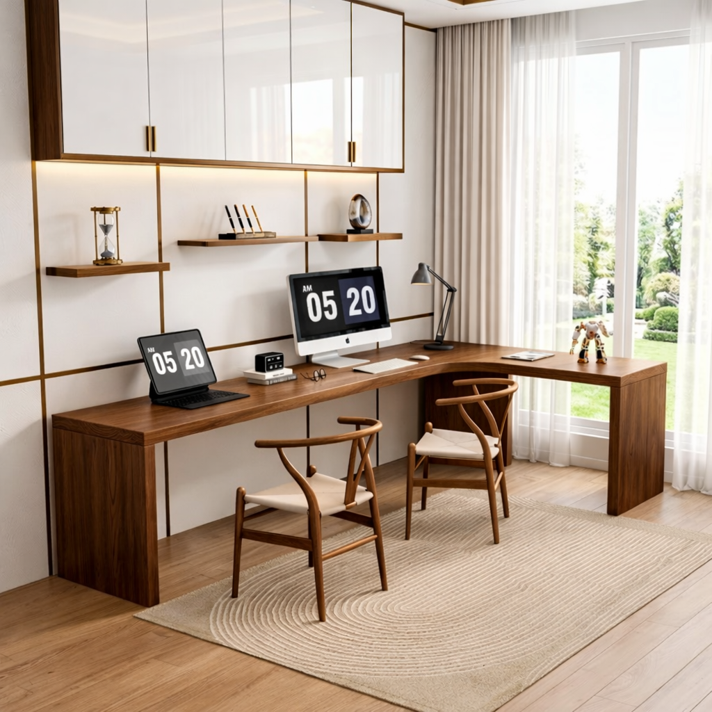 Modern Corner Desk with Dual Workstations for Office and Home Use