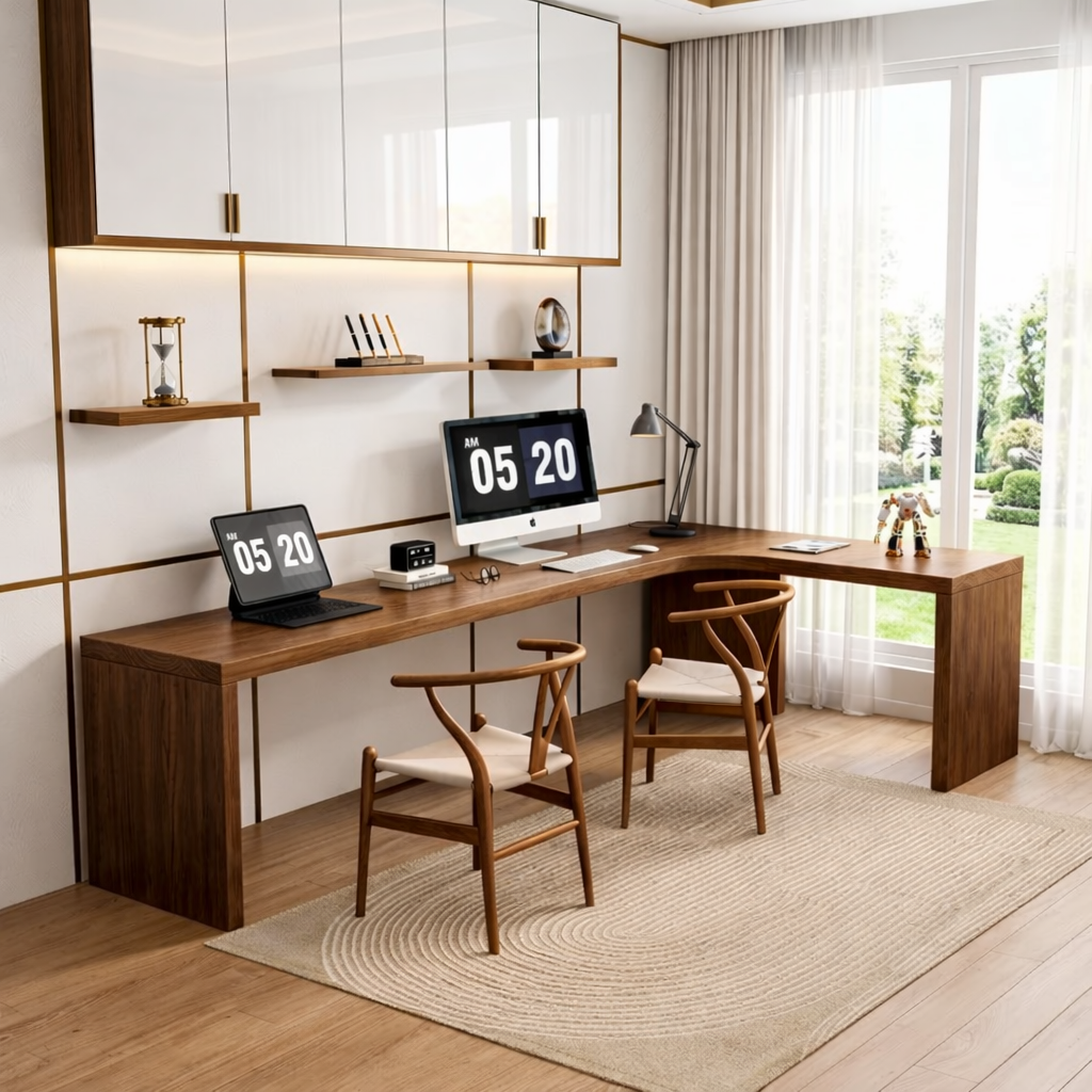 Modern Corner Desk with Dual Workstations for Office and Home Use