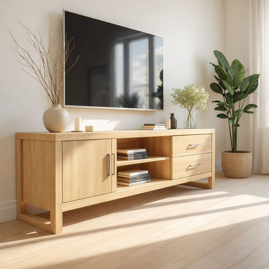 Mid Century Solid Wood TV Stand Modern Media Console Long Entertainment Center Cabinet