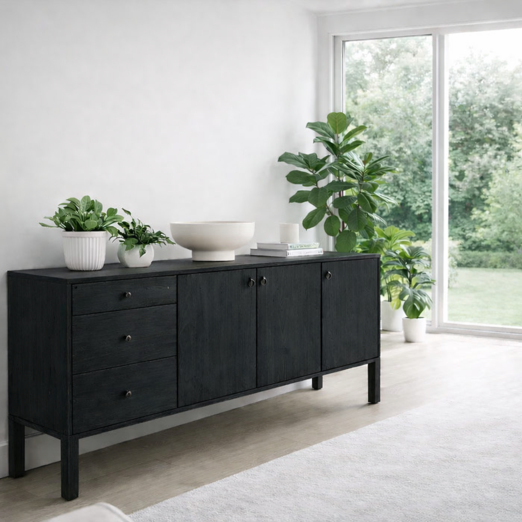 Scandinavian Sideboard Cabinet with Drawers and Doors – Clean Storage Console