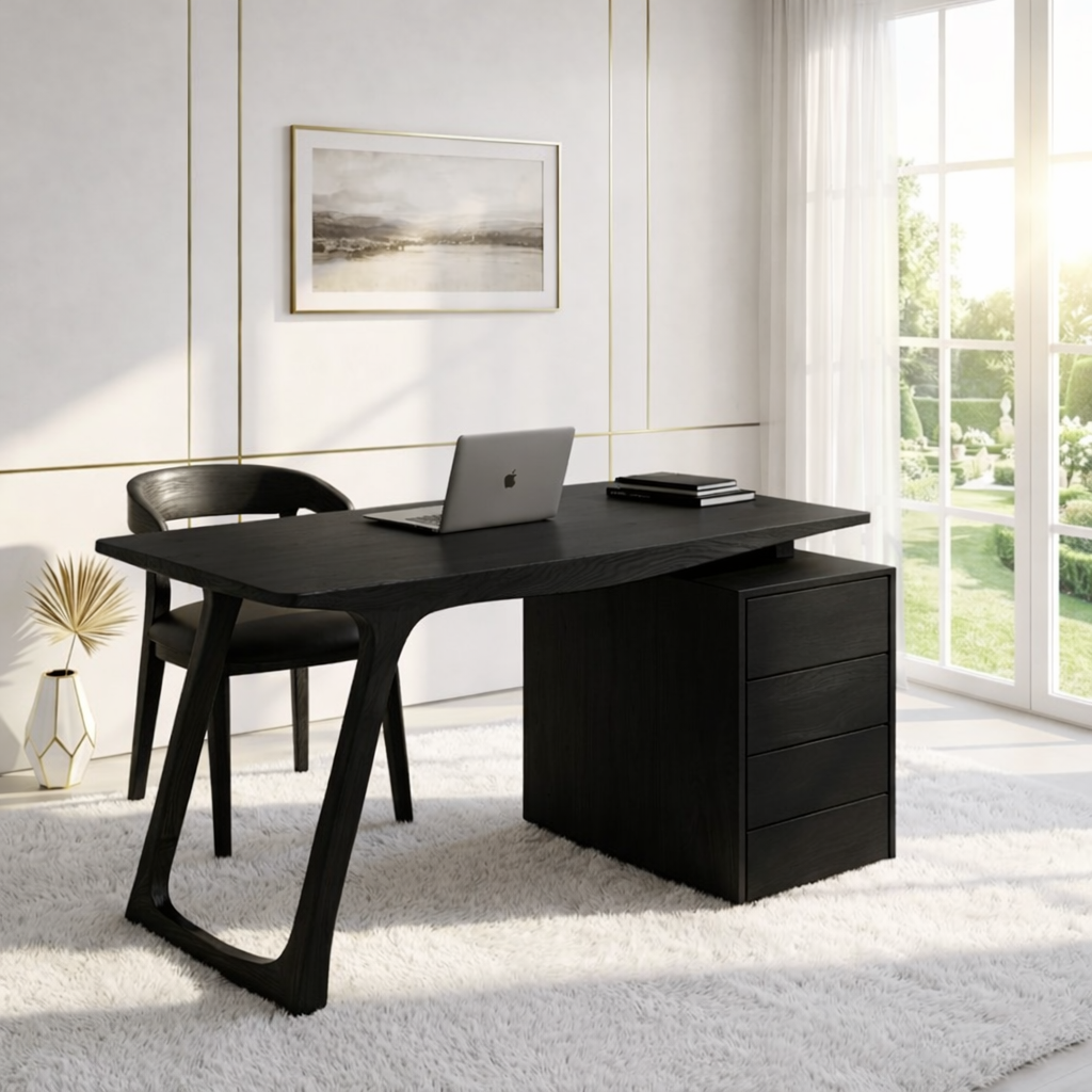 Modern Writing Desk with Drawers Minimal Home Office Work Table Elegant Design