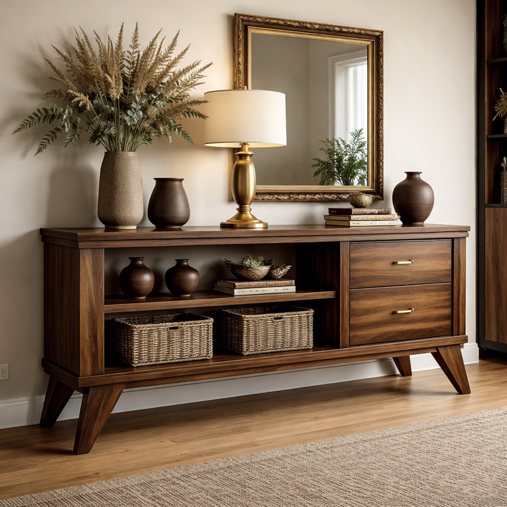 Handcrafted Console Cabinet with Storage | Mid-Century Modern Design