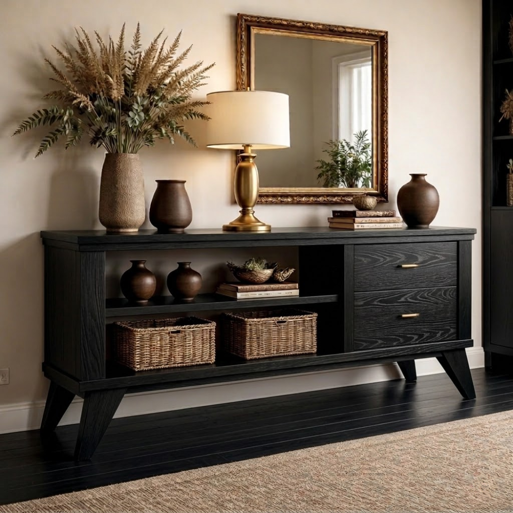 Handcrafted Console Cabinet with Storage | Mid-Century Modern Design