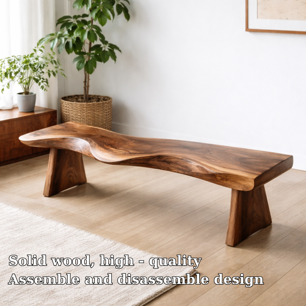 Live Edge Solid Wood Bench – Natural Wood Rustic Entryway Seating Bench