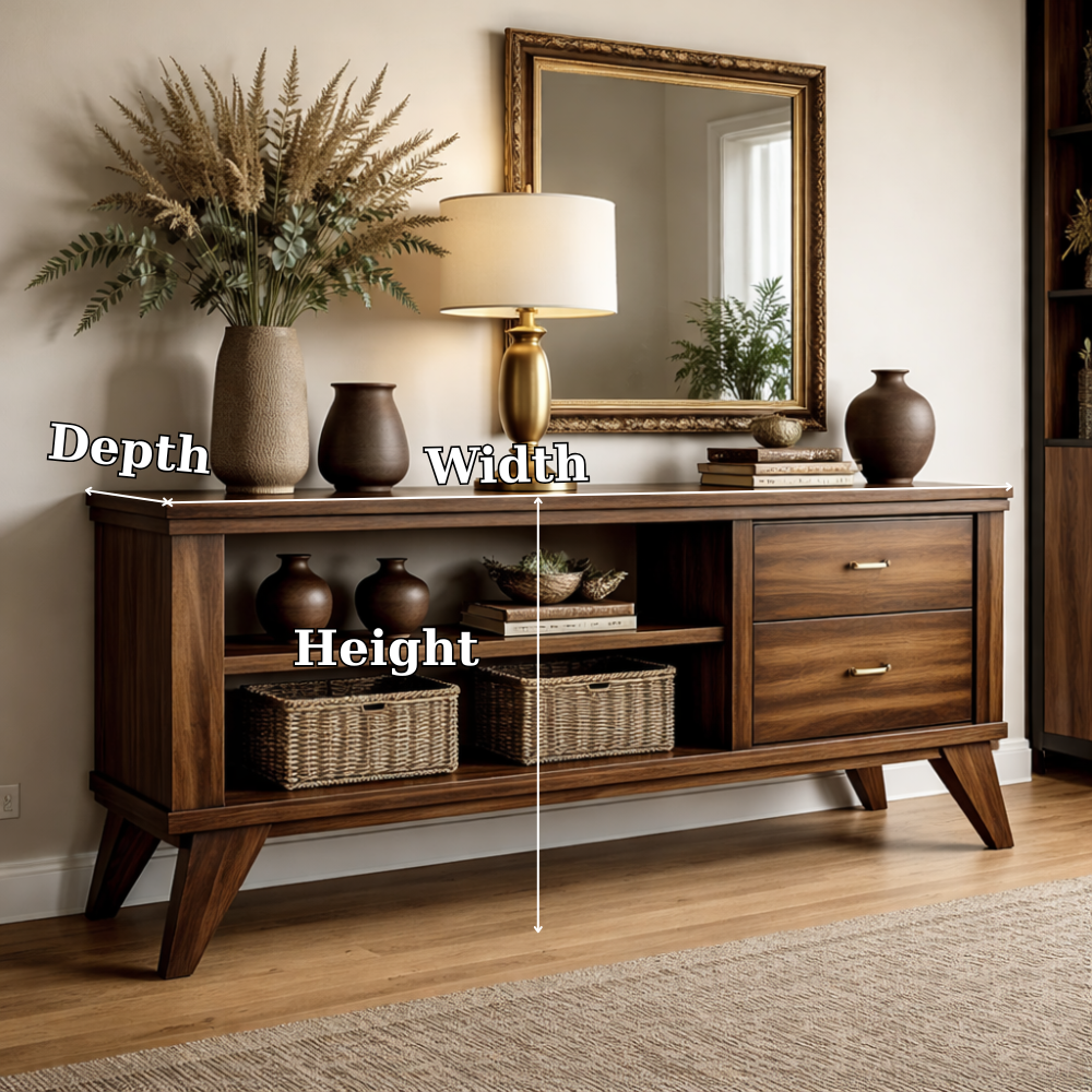 Handcrafted Console Cabinet with Storage | Mid-Century Modern Design