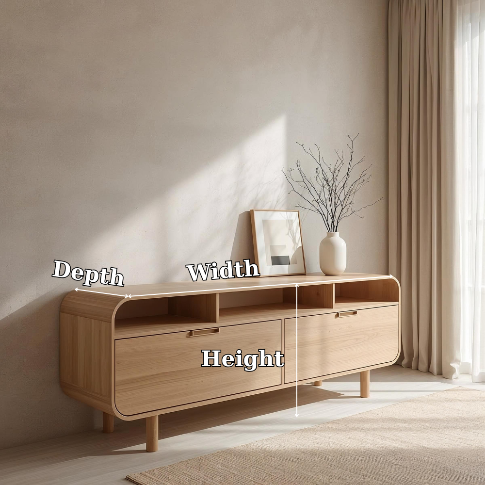 Minimalist Solid Wood Console Cabinet with Open Shelving – Modern Storage Solution
