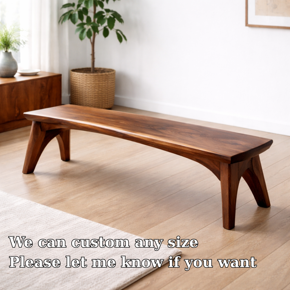 Solid Wood Dining Bench – Modern Rustic Wooden Seating Bench for Entryway or Dining Room