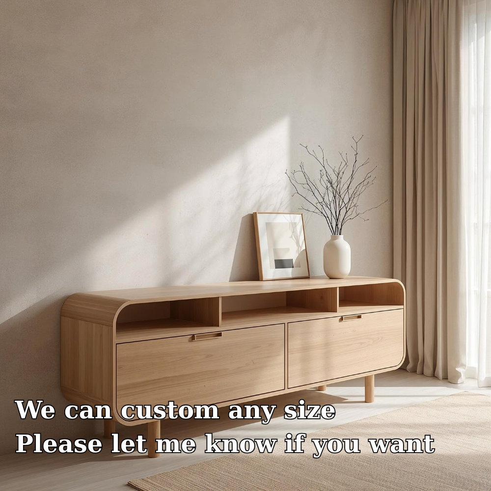 Minimalist Solid Wood Console Cabinet with Open Shelving – Modern Storage Solution