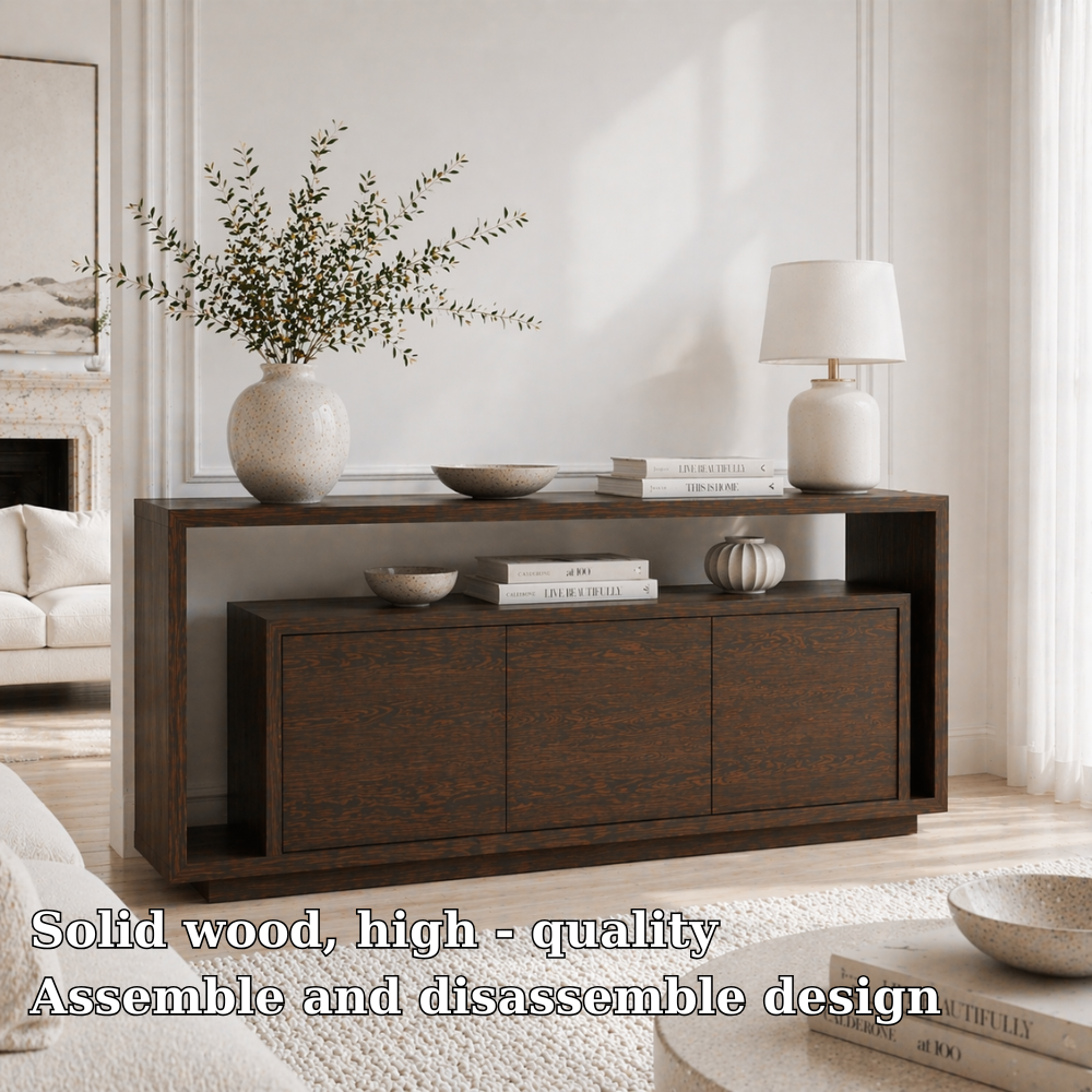 Solid Wood Console Sideboard – Minimalist Modern Storage Cabinet for Living Room