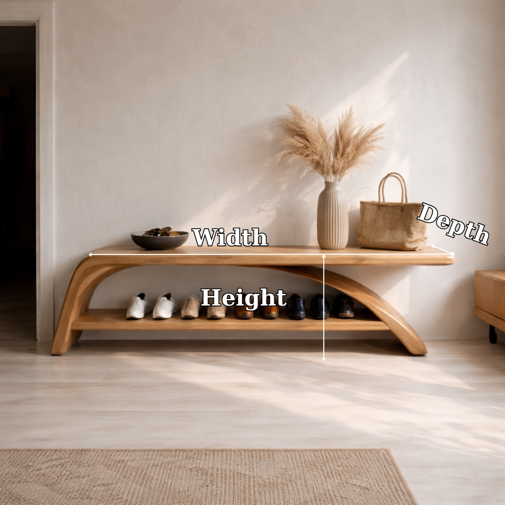 Solid Wood Entryway Bench with Shoe Storage Shelf – Modern Wooden Shoe Rack Bench