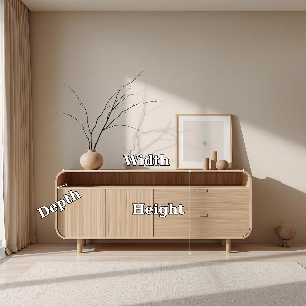 Contemporary Solid Wood Console Cabinet with Sliding Doors – Modern Storage Unit