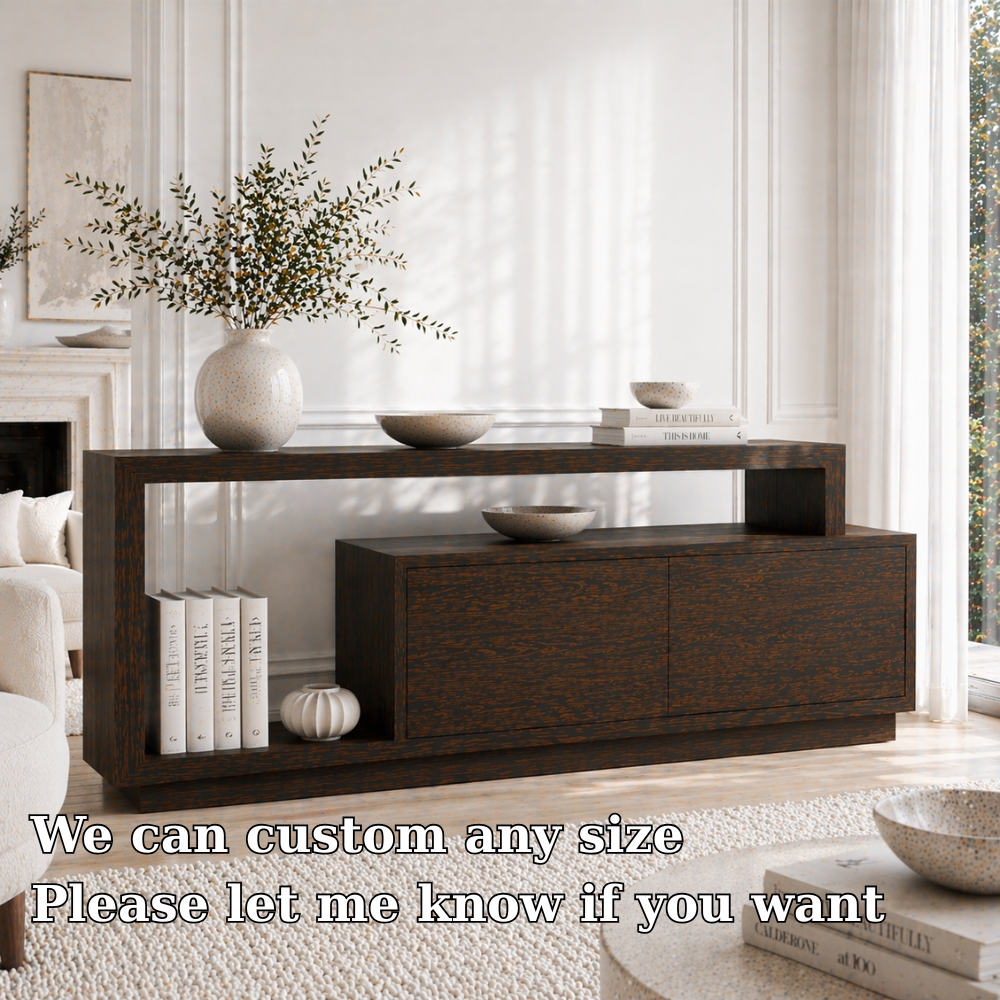 Minimalist Solid Wood Console Sideboard – Modern Walnut Entryway Storage Table