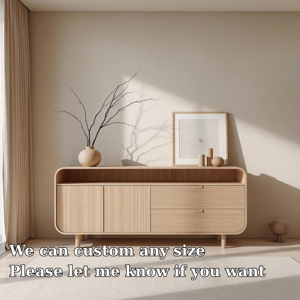Contemporary Solid Wood Console Cabinet with Sliding Doors – Modern Storage Unit