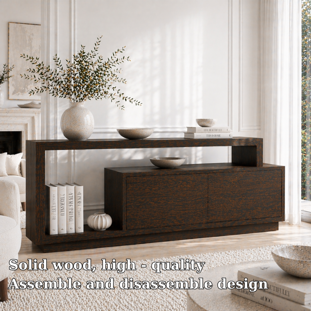 Minimalist Solid Wood Console Sideboard – Modern Walnut Entryway Storage Table