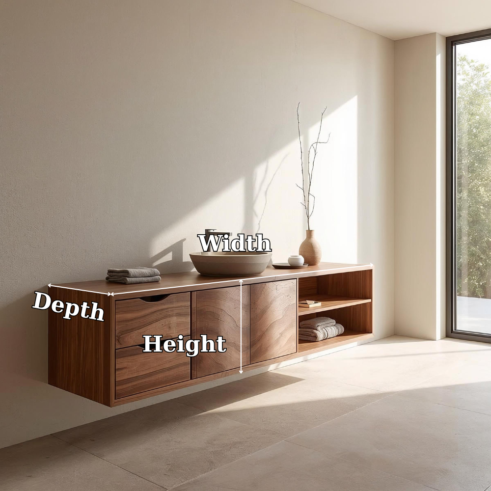Floating Solid Wood Bathroom Vanity with Storage