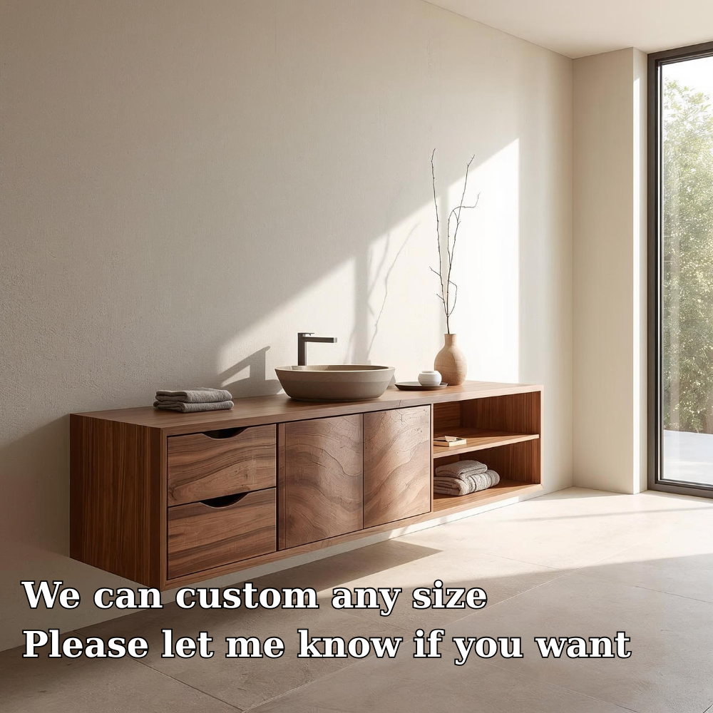 Floating Solid Wood Bathroom Vanity with Storage