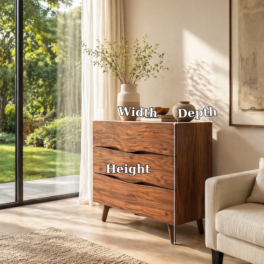 Live Edge Solid Wood Console Sideboard – Rustic Modern Walnut Storage Cabinet