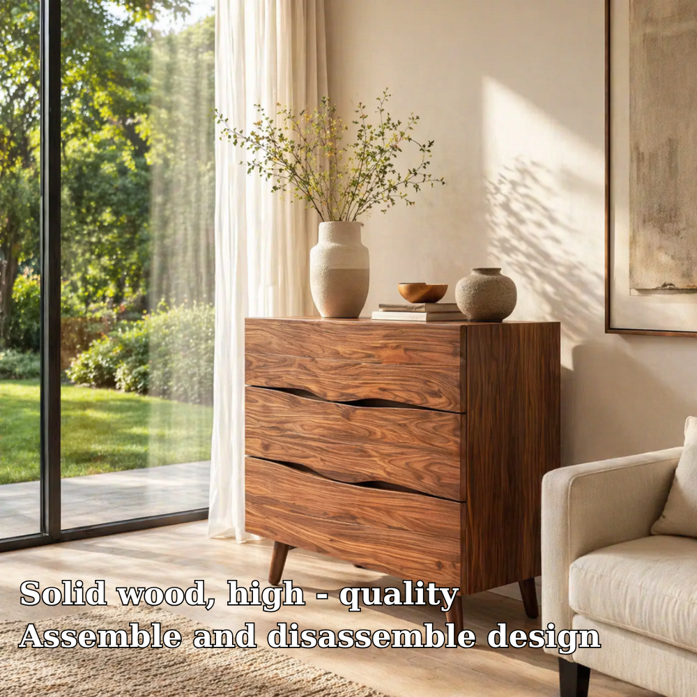Live Edge Solid Wood Console Sideboard – Rustic Modern Walnut Storage Cabinet