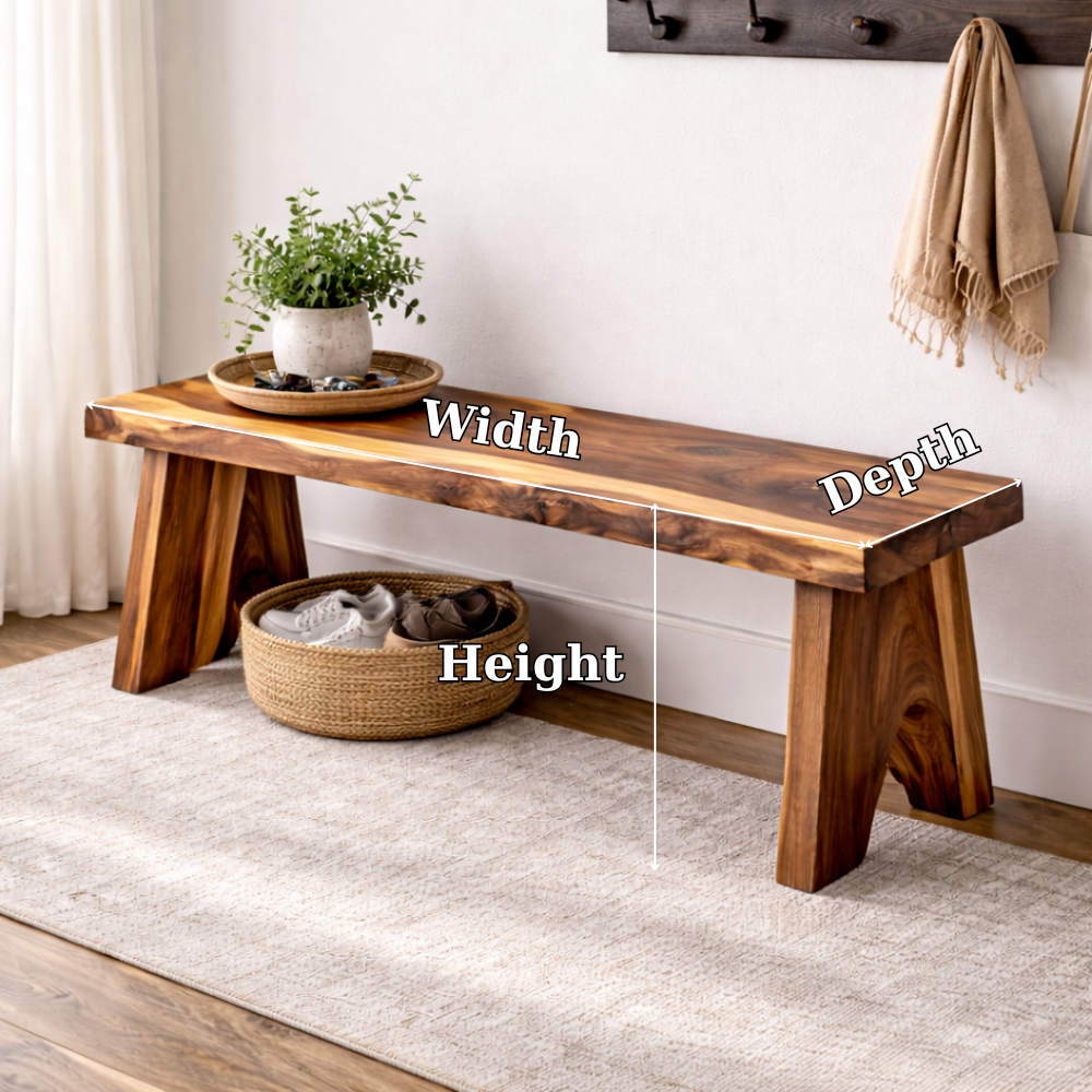 Solid Wood Entryway Bench with Storage | Rustic Hallway Seating & Shoe Rack
