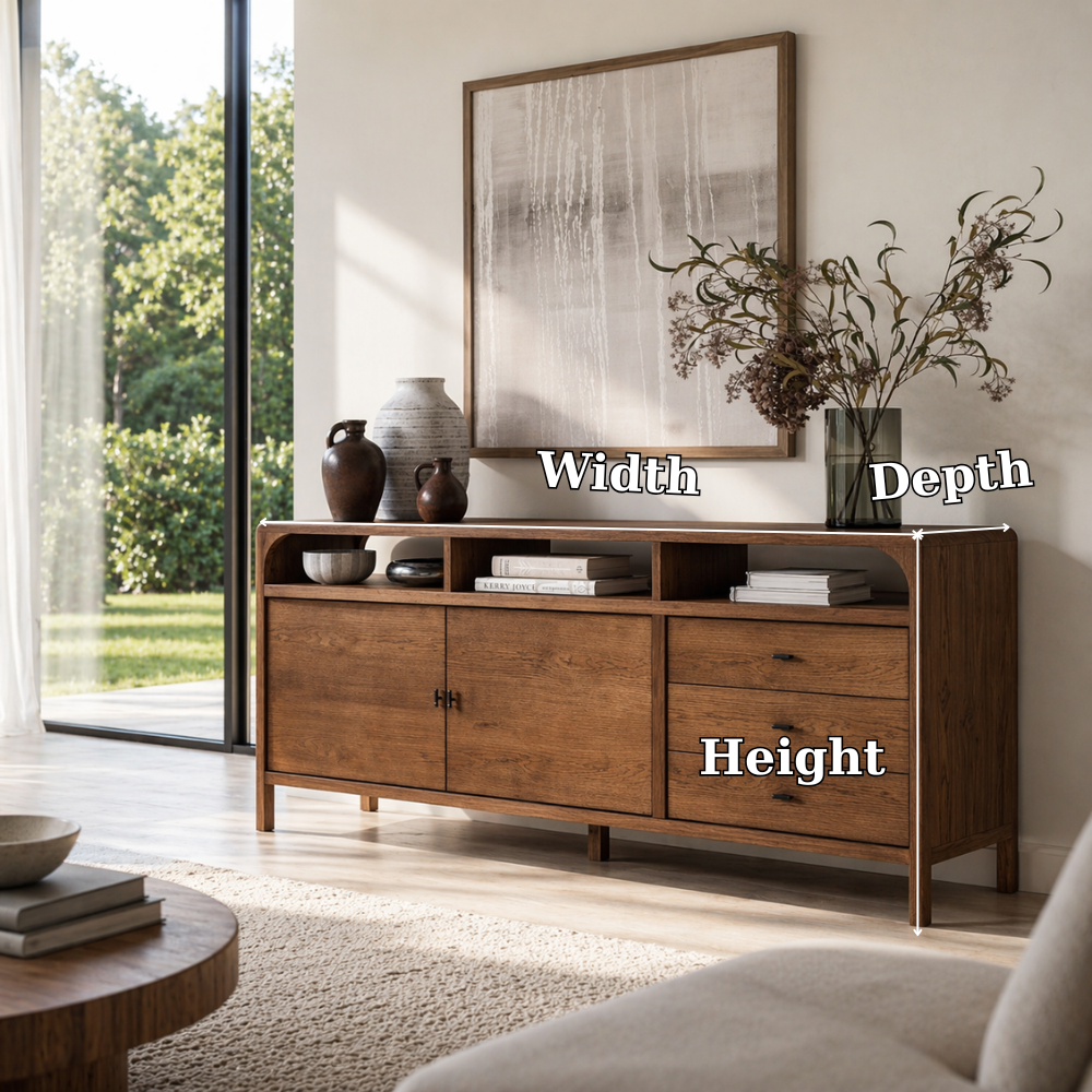 Modern Solid Wood Console Sideboard – Walnut Storage Cabinet for Living Room