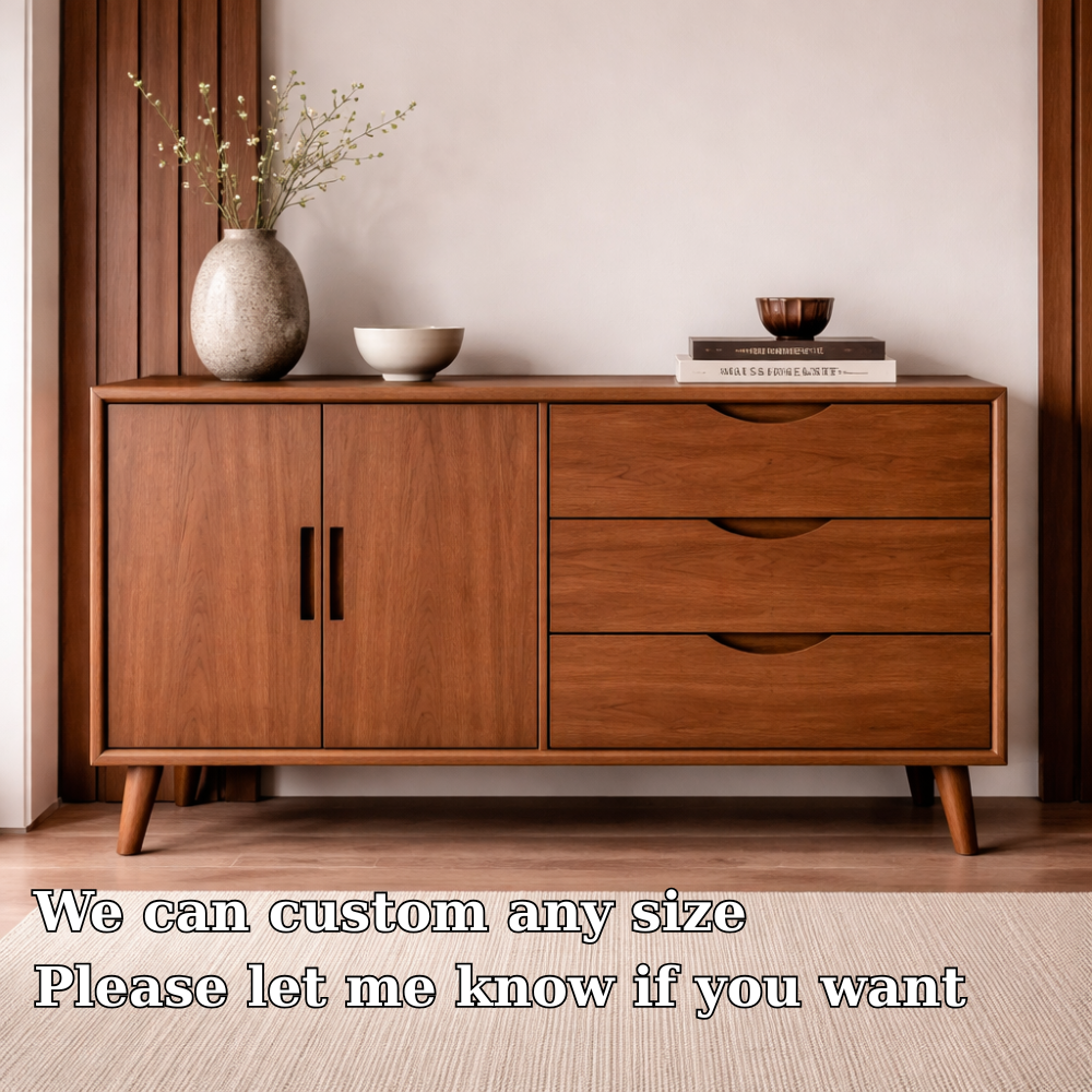 Solid Wood Console Cabinet with Drawers and Doors – Modern Storage Sideboard
