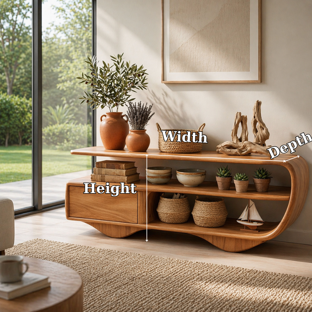 Modern Solid Wood Console Sideboard – Minimalist Storage Cabinet for Living Room
