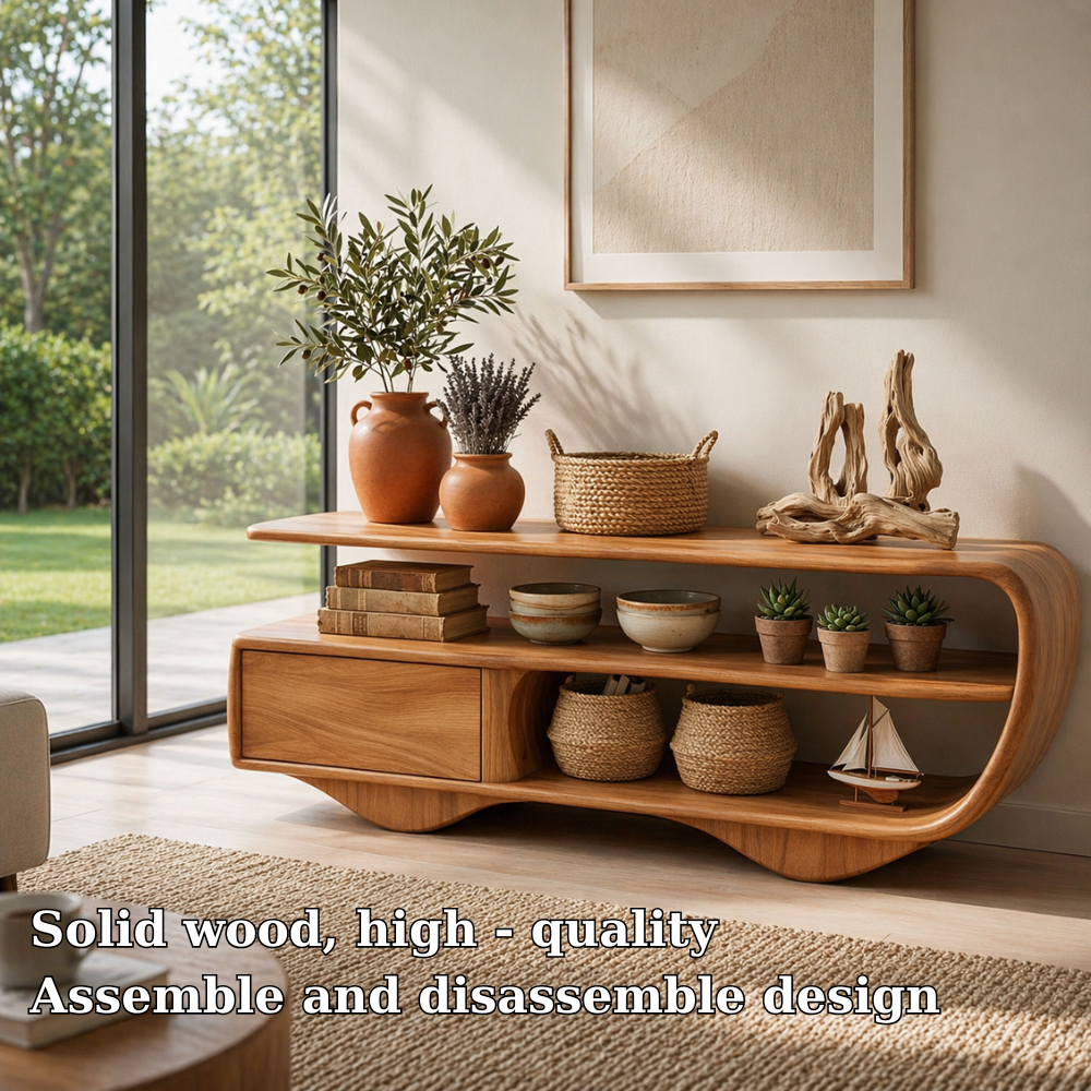 Modern Solid Wood Console Sideboard – Minimalist Storage Cabinet for Living Room