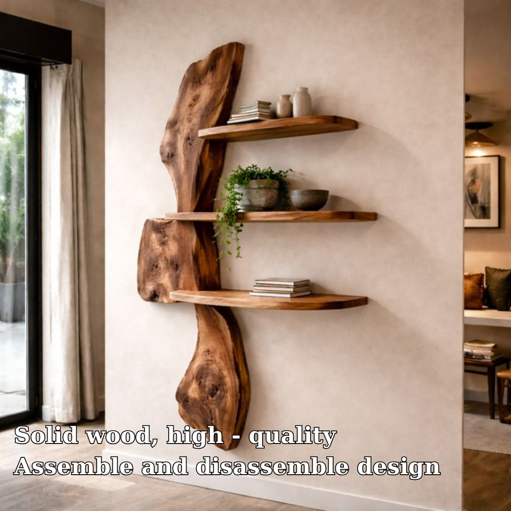 Handcrafted Solid Wood Organic Wave Shelf - Sculptural Floating Wall Art & Kitchen Display