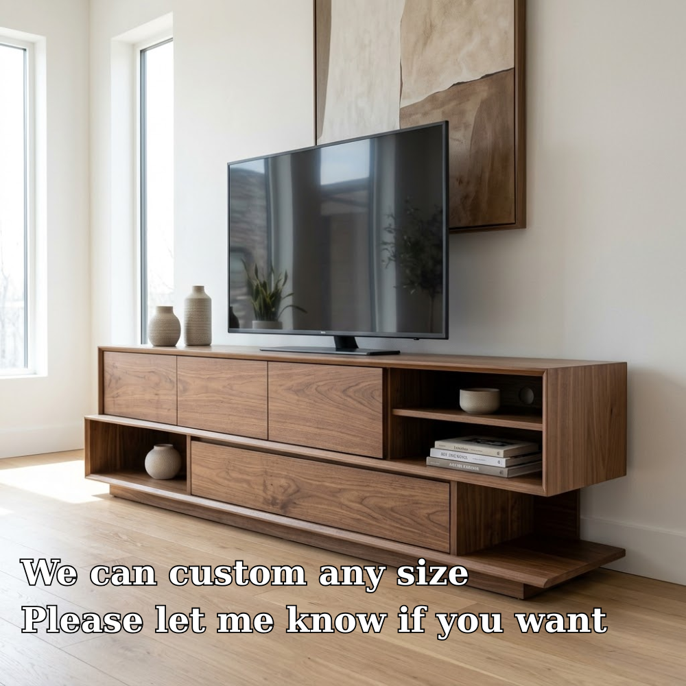 Solid Wood Media Console with Storage – Modern TV Stand, Minimal Design