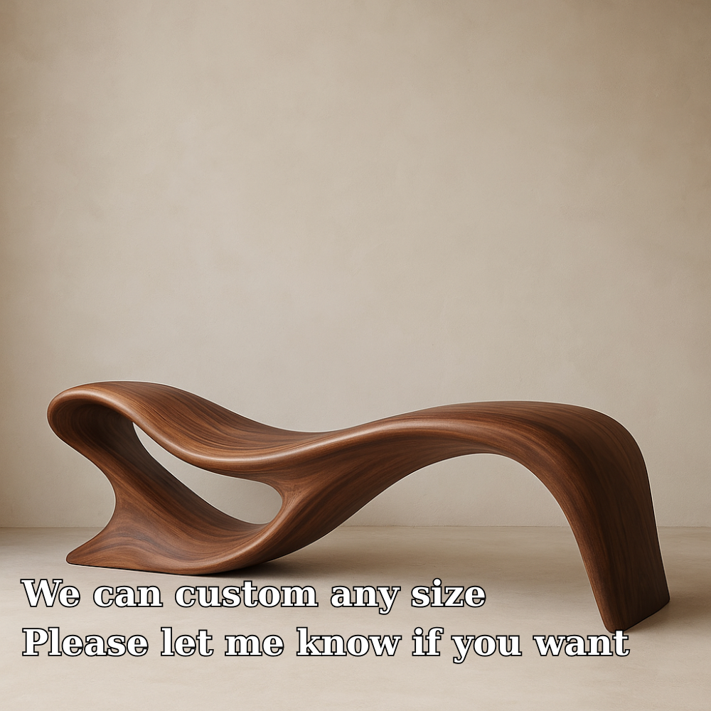 Modern Organic Solid Wood Bench – Artistic Curved Wooden Seating Bench