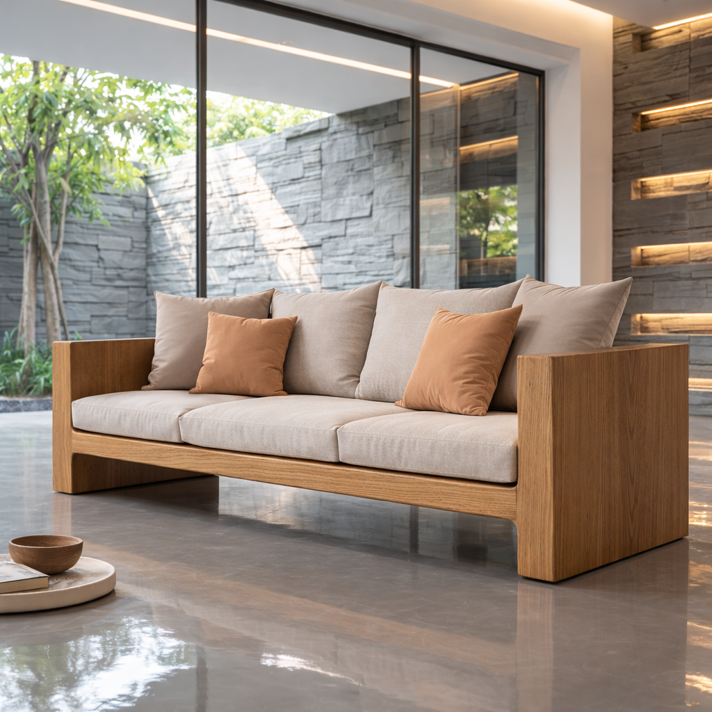 Minimalist Solid Wood Sofa Frame Modern Wooden Couch Base for Living Room
